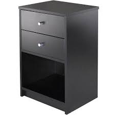 The tall legs are crafted from rubberwood and finished in a sleek black color for a retro effect. Zimtown Modern Wooden Nightstand End Table With 2 Drawers And A Open Storage Shelf For Bedroom Black Walmart Com Walmart Com