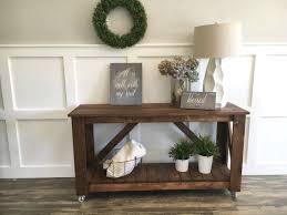 Wood Console Table Dark Walnut Sofa Table Entryway Furniture Farmhouse Walnut Sofa Table Wood Console Table Entryway Furniture