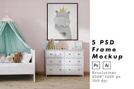Download 5 Mockup Posters In Children S Room In Indoor Advertising Mockups On Yellow Images Creative Store PSD Mockup Templates