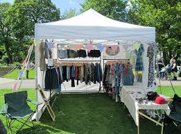 Pretty Gala Shade Market Stall With Vintage Merchandise Clothing Booth Display Vendor Booth Display Market Stall Display