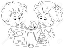 Black And White Kids Exercise Clipart Children Reading Kids Reading Coloring Pages Fairy Drawings