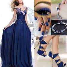 Sapphire Blue And Gold Evening Gown Prom Dresses Colorful Dresses Dresses