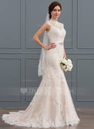 Us 266 00 Trumpet Mermaid High Neck Sweep Train Tulle Lace Wedding Dress With Beading Jj S House Wedding Dresses Lace Bridal Dresses Affordable Wedding Dresses