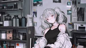 Check out inspiring examples of whitehair artwork on deviantart, and get inspired by our community of talented artists. Digital Art Artwork Anime Anime Girls White Hair Pigtails Red Eyes Original Characters Black Top Bla Wallpaper Resolution 2000x1125 Id 453097 Wallha Com