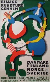 Det egentliga danmark gränsar till tyskland i söder samt maritimt mot sverige i öster ochkälla behövs norge i norr. 1939 Nordic Train Travel Poster Original Vintage Poster Etsy Finland Danmark Norge
