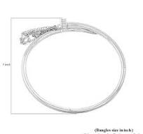 Lustro Stella Finest CZ Nail Bangle Bracelet in Rhodium Over Sterling  Silver (7.50 In)