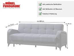 Einzelsofa 3 Sitzer 220 Cm Sofa Anthrazit Bettfunktion Riza 1021002200