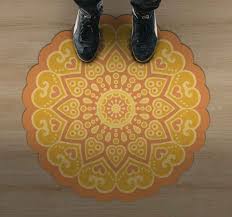 Yellow brick road is an environmentally friendly company using mainly biodegradable products, equipment and techniques. Orange Mandala Mandala Vinyl Rug Tenstickers
