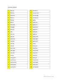 Test your knowledge of cardinal and/or ordinal numbers in spanish. Cardinal Numbers 1 100 English Esl Worksheets For Distance Learning And Physical Classrooms Ordinal Numbers Number Worksheets Numbers 1 100