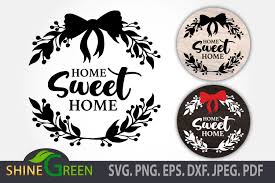 Try out this cute home decor idea with my free svg file, download link below! Floral Home Sweet Home Sign With Bow Tie Graphic By Shinegreenart Creative Fabrica