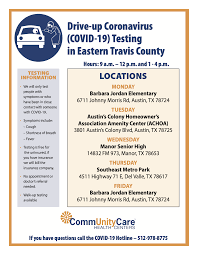 Maybe you would like to learn more about one of these? Drive Up Coronavirus Covid 19 Testing In Eastern Travis County Manor