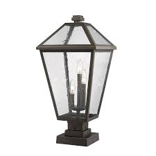 Z Lite Talbot Rubbed Bronze Three Light Outdoor Pier Mounted Fixture With Seedy Glass 579phxls Sqpm Orb Bellacor