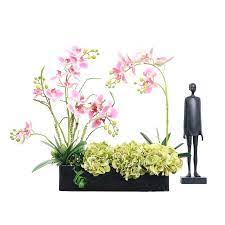 密度家居仿真花粉色蝴蝶兰盆栽简约新中式客厅玄关摆件吧台橱窗 plants