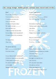 / if you can't catch me, darling / don't cry snowman, don't leave me this way / a Frozen Do You Want To Build A Snowman Song Lyrics Gap Filling Exercise Esl Worksheet By Meryemyavuz
