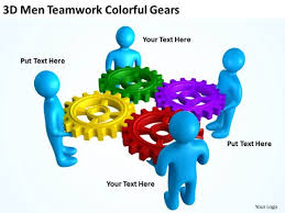 Business Process Flowchart 3d Men Teamwork Colorful Gears