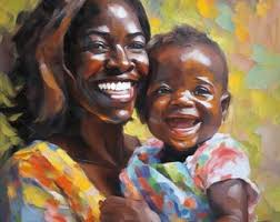 Mother and Baby Fine Art Print of Original Oil Painting [#125]