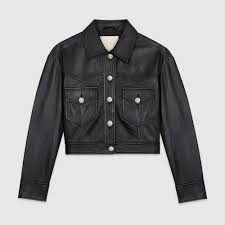 Bacchus Black 210 Maje Com Short Leather Jacket Cropped Leather Jacket Leather Jacket