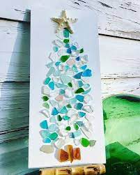 Seaglass Decorations For Christmas Mini Trees Ornaments Garlands More Christmas Tree Art Sea Glass Art Projects Sea Glass Christmas Tree