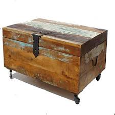 Goldfan coffee table on wheels retro rectangular storage side table wooden centre table for living room home office,brown 4.4 out of 5 stars 246 £89.00 £ 89. Shabby Chic Old Painted Teak Chest Coffee Table On Wheels Amazon Co Uk Home Kitchen