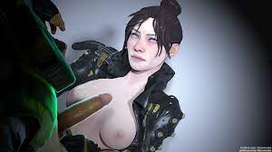 3d apex legends blank background blind breasts out dzooworks  female hair bun human male octane (apex legends) pale skin penis wraith  (apex legends) 