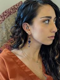 Amethyst Earrings With Royal Blue and Magenta Beading