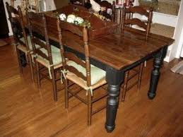 Diy Table Barn Wood Top Black Legs Spindle I Would Paint The Chairs Black Too Dining Room Furniture Modern Farmhouse Dining Farmhouse Style Dining Table