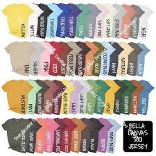 Set Of 2 Bella Canvas 3001 Color Charts Heather And Jersey Short Sleeve T Shirt Tshirt Shirt Bundle Cheap