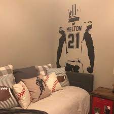 Football Wall Art Custom Name Football Decal American Football Wall Decor Vinyl Sticker Boy Bedroom Choose Name And Jersey Numbers Football Wall Art Football Wall Custom Wall Art