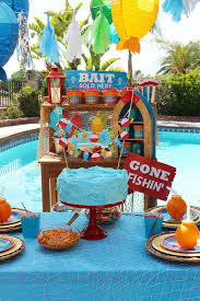 Splish Splash Throw A Little Fisherman Party Fishing Birthday Party Pool Party Cakes Pool Party Themes