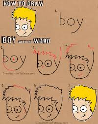 How To Draw A Cartoon Boy With The Word Boy Easy Tutorial For Kids How To Draw Step By Step Drawing Tutorials Word Drawings Drawing For Kids Drawing Tutorial