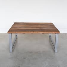 Griffin likes its lighter tone. Square Reclaimed Wood Coffee Table H Shaped Metal Legs What We Make