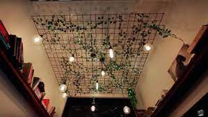 Fairy Light And Ivy Ceiling Decor Small Room Decor Fairy Lights Bedroom Modern Tiny House