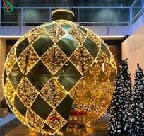 Customized Large Outdoor Decorations 3D Christmas Ball Motif Lights