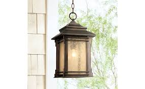 Hickory Point Rustic Outdoor Ceiling Light Hanging Lantern Walnut Bronze 19 1 4 Frosted Glass Damp Rated For Porch Patio Franklin Iron Works Pendant Porch Lights Amazon Com