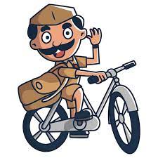 Premium Vector | Vector cartoon illustration of postman on cycle