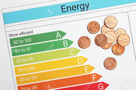 Coins On Energy Efficiency Rating Chart Top View