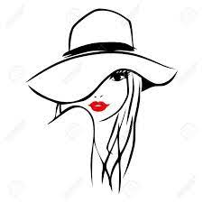 This Image Is A Vector Illustration Of A Long Hair Girl Wearing A Big Floppy Hat The Drawing Is Stylized And Minimalist Silhouette Art Drawings Art Sketches