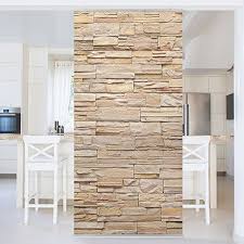 Flachenvorhang Set Asian Stonewall Grosse Helle Steinmauer Aus Wohnlichen Steinen 250x120cm Schiebegardine Schiebe Raumteiler Raumtrenner Raumteiler Vorhang