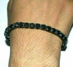 6ct Black Diamond Classic Prong Set Men S Tennis Bracelet In 14k White Gold Over Milestonediamo In 2020 Tennis Bracelet Diamond Black Diamond Bracelet Tennis Bracelet
