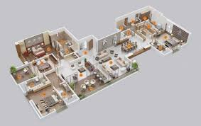 4 Bedroom Apartment House Plans 3d House Plans Apartment Floor Plans Bedroom House Plans