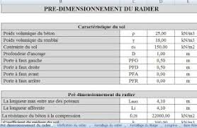 excel de calcul et dimensionnement du radier beton arme avec calcul ferraillage calcul beton arme lecture de plan