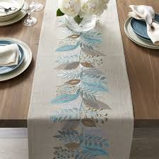 Clara Linen 90 Table Runner Crate And Barrel Linen Table Runner Embroidered Table Runner Table Runner And Placemats