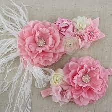 To make paper flowers, check this video: 2pcs Set Pink White Ivory Baby Girl Flower Sash Matching Peony Flower Headband Mom Baby Shower Sash Flower Sash Flower Girl Sashbaby Sash Aliexpress