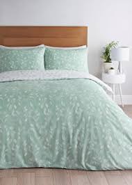 Dress up your bedroom with this romantic collection. Leaf Print Duvet Cover Mint In 2020 Green And White Bedroom Green Bedding Mint Bedding