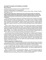 Automatic evaluation of credibility