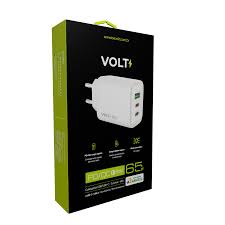CARREGADOR DE PAREDE VOLT 65W COM TRÊS PORTAS | BRANCO