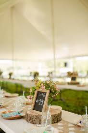 Rustic Eclectic Backyard Maryland Wedding Rodajas De Madera Centros De Mesa Originales Boda Rustica