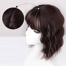 Confused about choosing the best bangs for thin hair? Buy Vigorous Curly Wavy Hair Topper Hairpieces With Bangs For Women Mix Dark Auburn Brown Crown Toppers Hairpieces Clip In Hair Topper For Thinning Hair Synthetic Hair Extension 14 Inch 4 33 Online