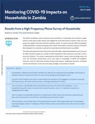 Monitoring Covid 19 Impacts On Households In Zambia Report No 1 Results From A High Frequency Phone Survey Of Households