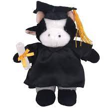 Super Soft Plush Cow In Graduation Cap And Gown With Logo Imprint Perfect Gift Or Recruiting Giveaway For N Graduation Cap And Gown Graduation Cap Soft Plush
